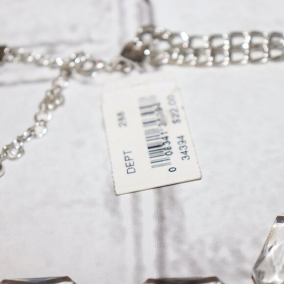 ❄️💎 Silver & Clear Beaded Statement Necklace · 17–20" Adjustable · NWT Macy’s - Picture 3 of 7